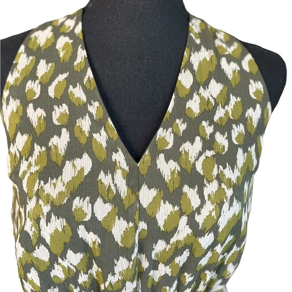 Banana Republic Maxi Dress Womens S Green All Over Print Chiffon Lined Halter - Picture 2 of 8